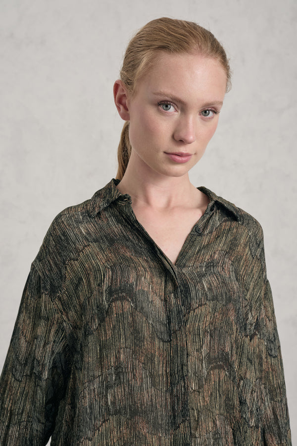 Chemise évasée en crêpe Georgette de viscose imprimé | 1019.CFDTREF150.03