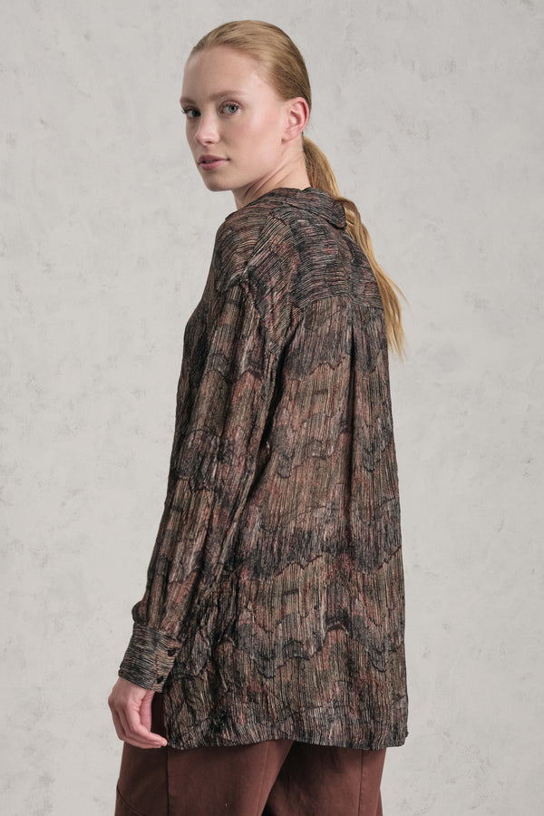 Camicia fondo ampio in georgette di viscosa stampata | 1019.CFDTREF150.18