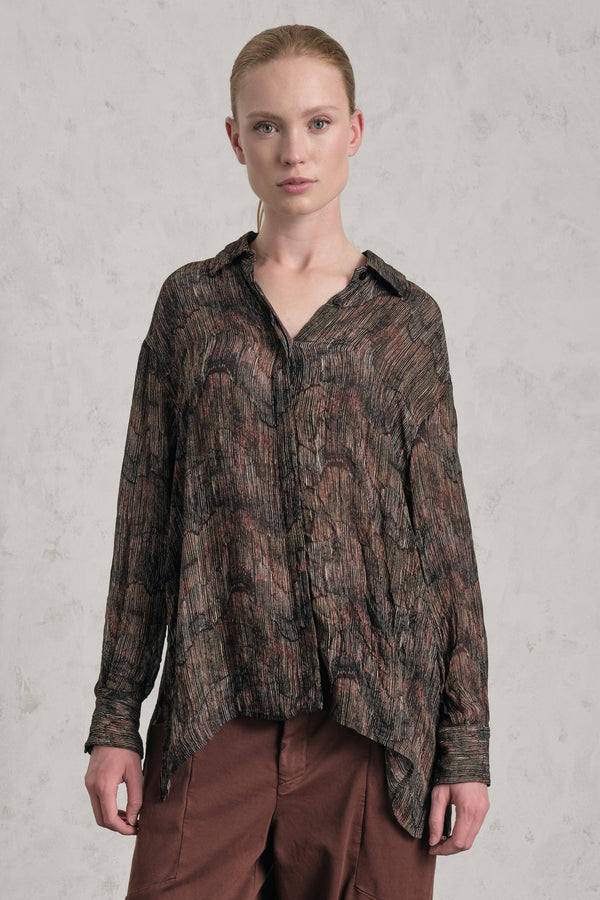 Camicia fondo ampio in georgette di viscosa stampata | 1019.CFDTREF150.18