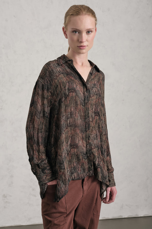 Camicia fondo ampio in georgette di viscosa stampata | 1019.CFDTREF150.18