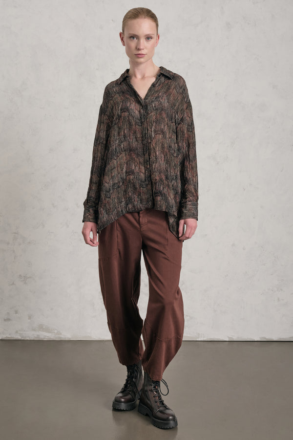 Camicia fondo ampio in georgette di viscosa stampata | 1019.CFDTREF150.18