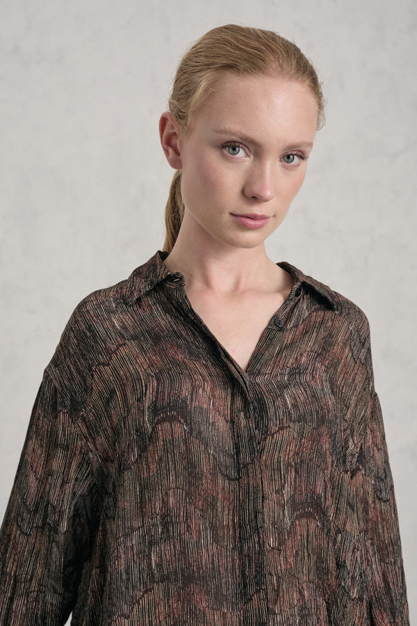 Camicia fondo ampio in georgette di viscosa stampata | 1019.CFDTREF150.18