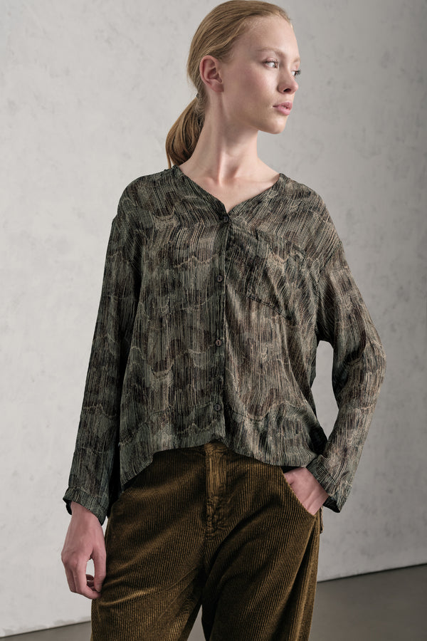 Camicia scollo a v linea over in georgette di viscosa stampata | 1019.CFDTREF151.03