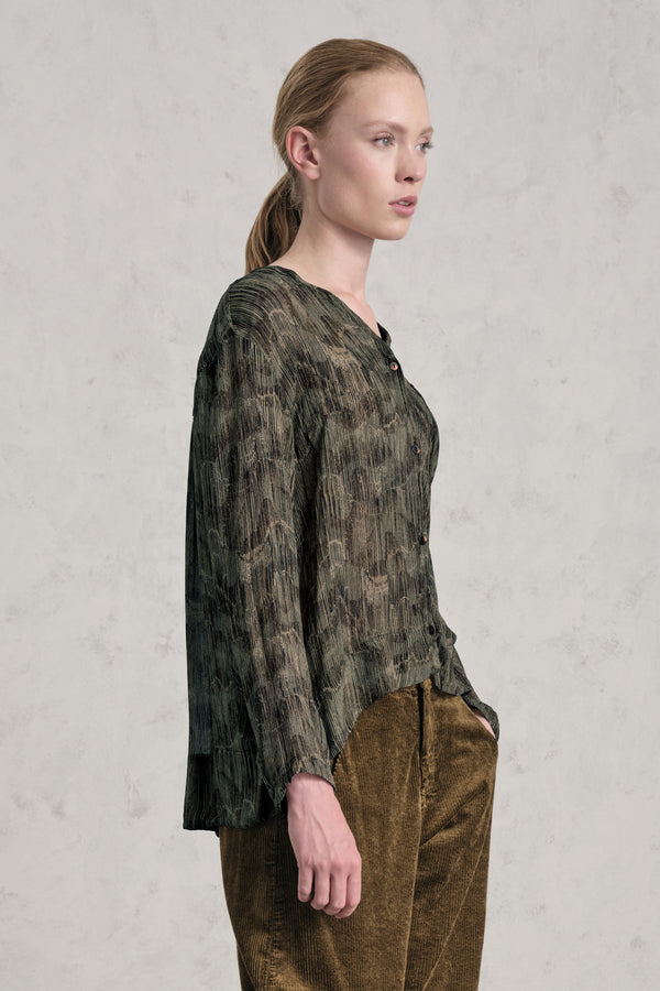 Camicia scollo a v linea over in georgette di viscosa stampata | 1019.CFDTREF151.03
