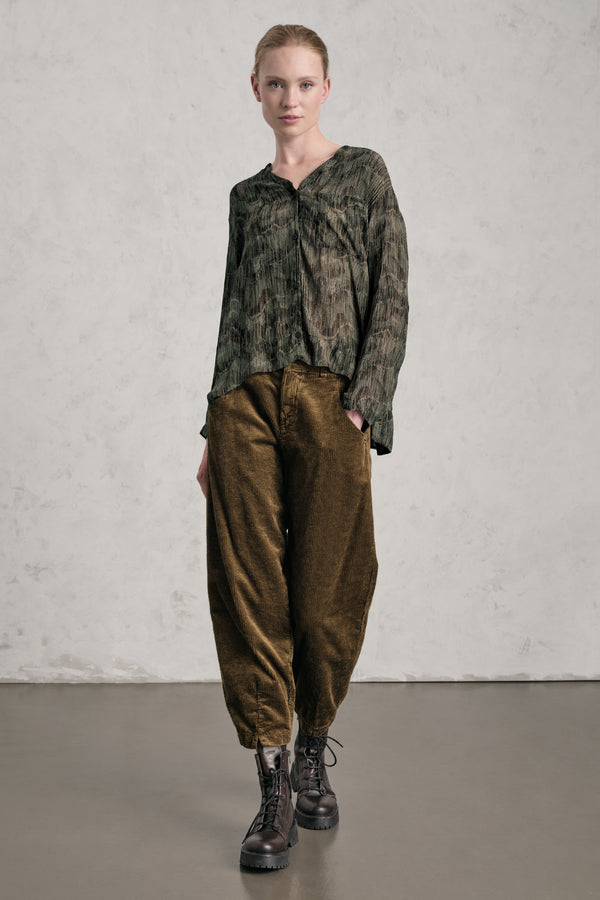 Camicia scollo a v linea over in georgette di viscosa stampata | 1019.CFDTREF151.03