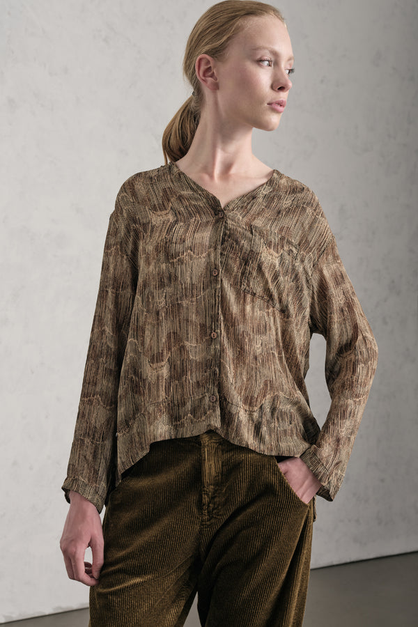 Camicia scollo a v linea over in georgette di viscosa stampata | 1019.CFDTREF151.22