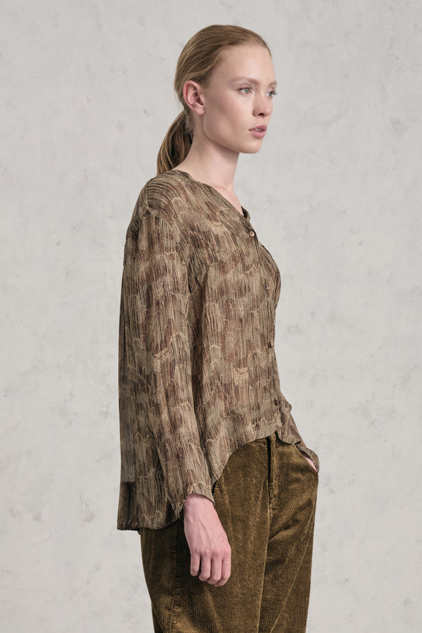 Camicia scollo a v linea over in georgette di viscosa stampata | 1019.CFDTREF151.22
