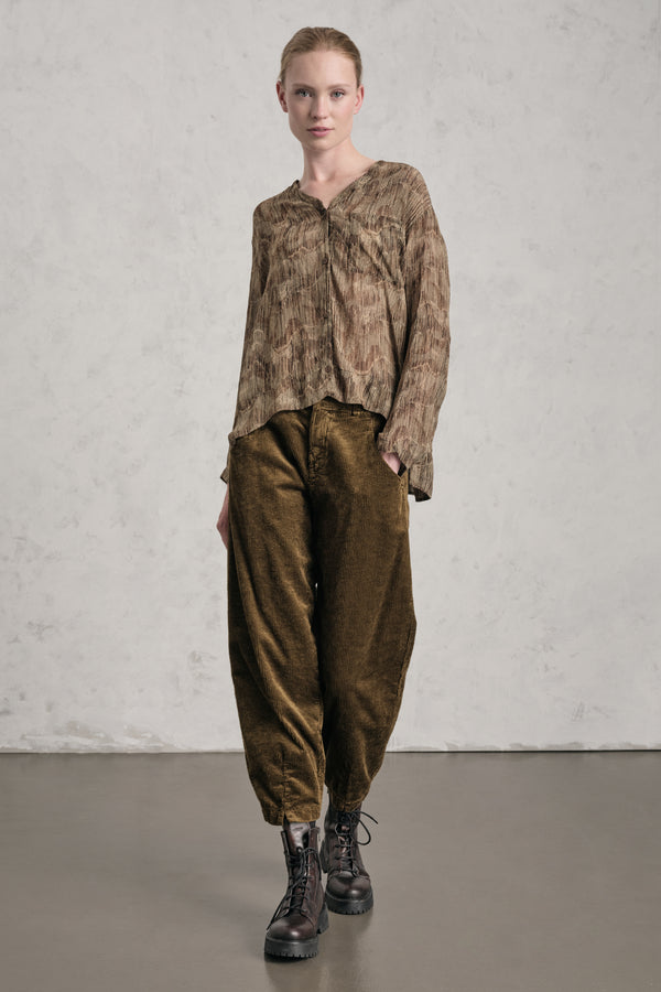 Camicia scollo a v linea over in georgette di viscosa stampata | 1019.CFDTREF151.22