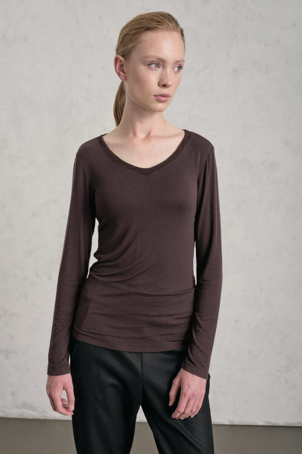 T-shirt scollo a v slim fit in jersey di modal stretch | 1019.CFDTREI180.06