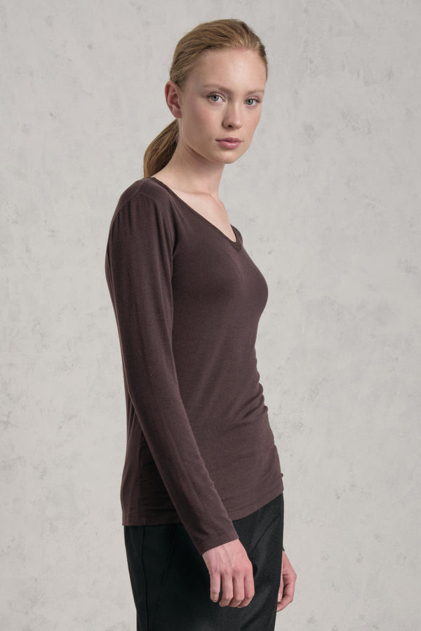 T-shirt scollo a v slim fit in jersey di modal stretch | 1019.CFDTREI180.06
