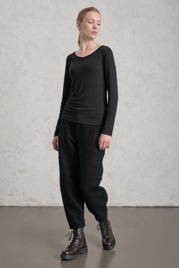 T-shirt scollo a v slim fit in jersey di modal stretch | 1019.CFDTREI180.10