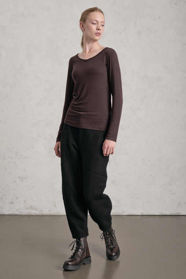 T-shirt scollo a v slim fit in jersey di modal stretch | 1019.CFDTREI180.06