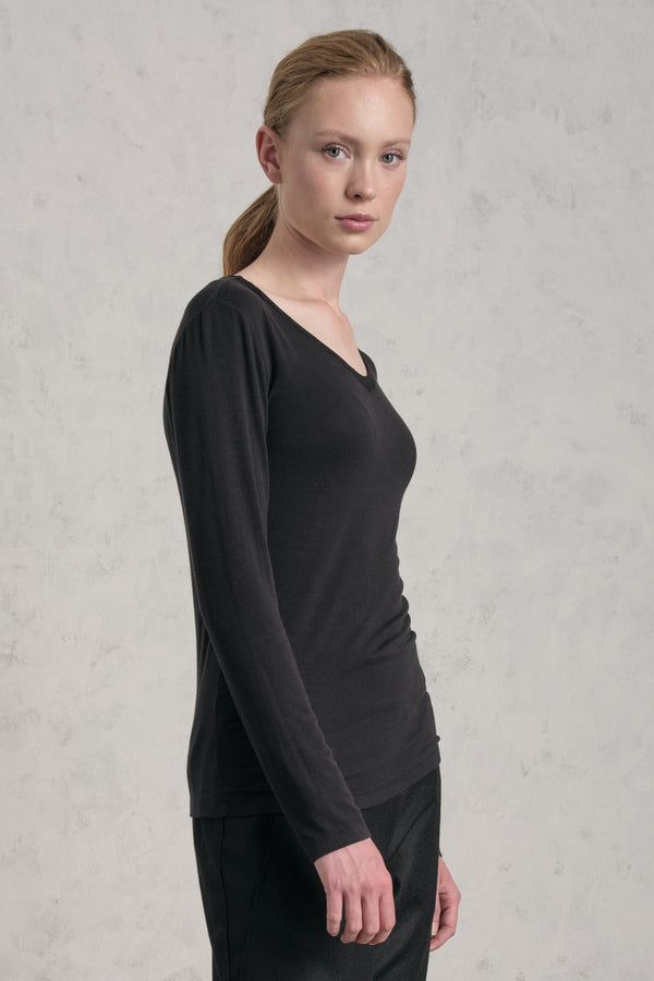 Longsleeve mit V-Ausschnitt mit schmaler Passform aus Modal-Stretch-Jersey | 1019.CFDTREI180.10