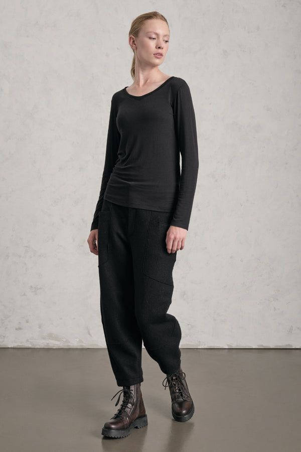 Longsleeve mit V-Ausschnitt mit schmaler Passform aus Modal-Stretch-Jersey | 1019.CFDTREI180.10
