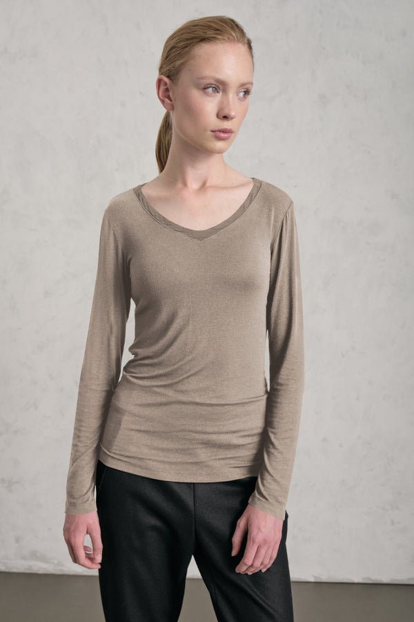 T-shirt scollo a v slim fit in jersey di modal stretch | 1019.CFDTREI180.31