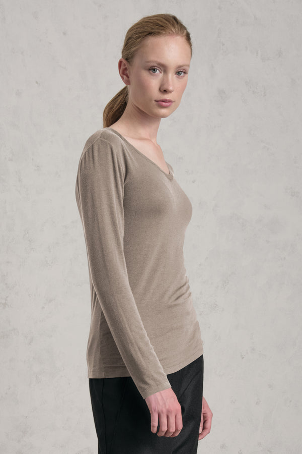 T-shirt scollo a v slim fit in jersey di modal stretch | 1019.CFDTREI180.31
