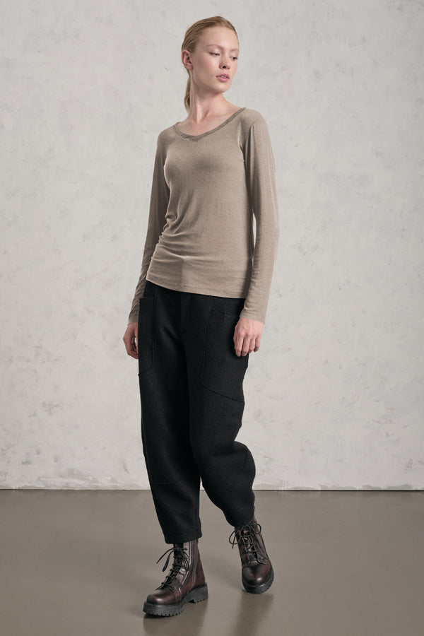 T-shirt scollo a v slim fit in jersey di modal stretch | 1019.CFDTREI180.31
