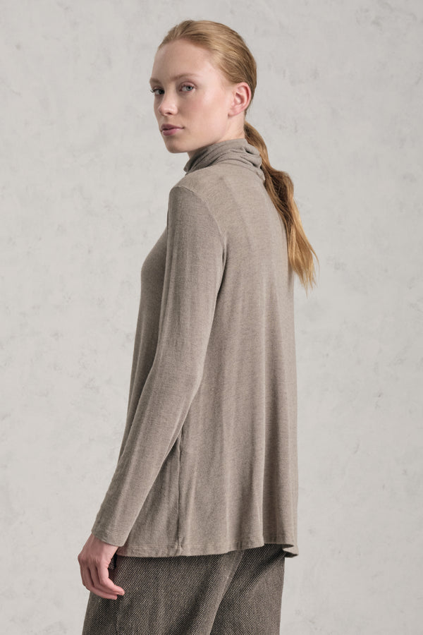 T-shirt ample à col roulé en jersey de laine et viscose stretch chiné | 1019.CFDTREJ194.31