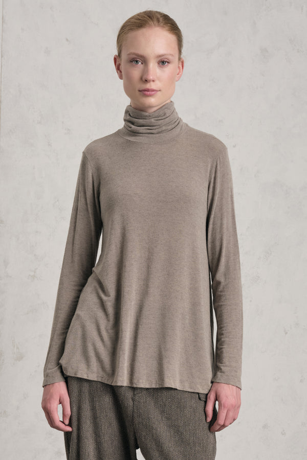 T-shirt ample à col roulé en jersey de laine et viscose stretch chiné | 1019.CFDTREJ194.31