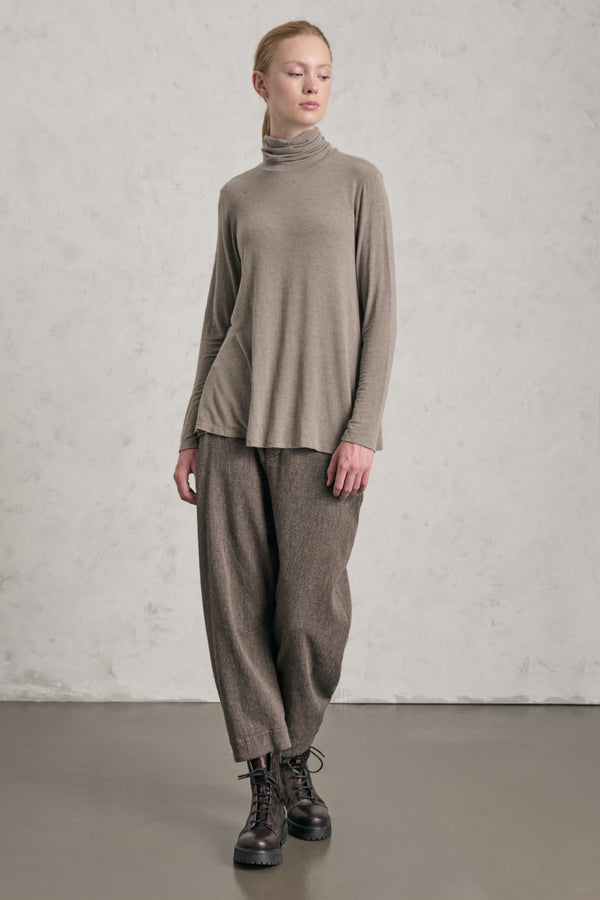 T-shirt ample à col roulé en jersey de laine et viscose stretch chiné | 1019.CFDTREJ194.31