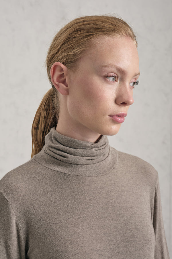 T-shirt ample à col roulé en jersey de laine et viscose stretch chiné | 1019.CFDTREJ194.31