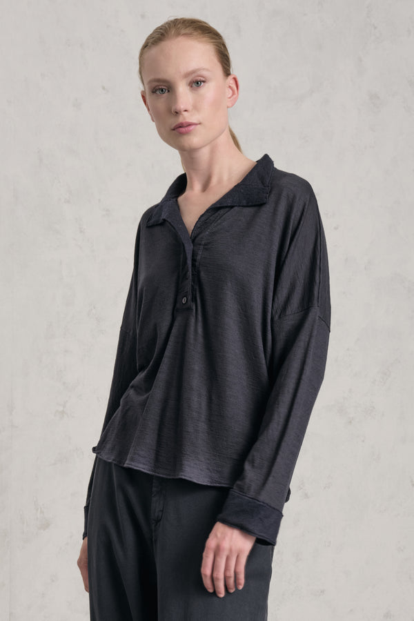 Oversize-Shirt aus Wolljersey mit Einsätzen aus Boiled Wool | 1019.CFDTREK200.15