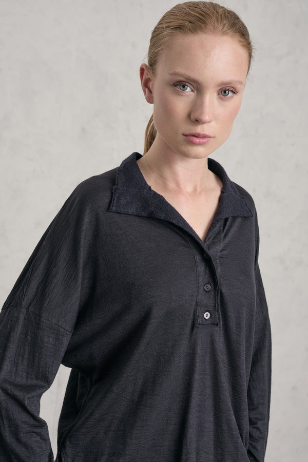 Oversize-Shirt aus Wolljersey mit Einsätzen aus Boiled Wool | 1019.CFDTREK200.15