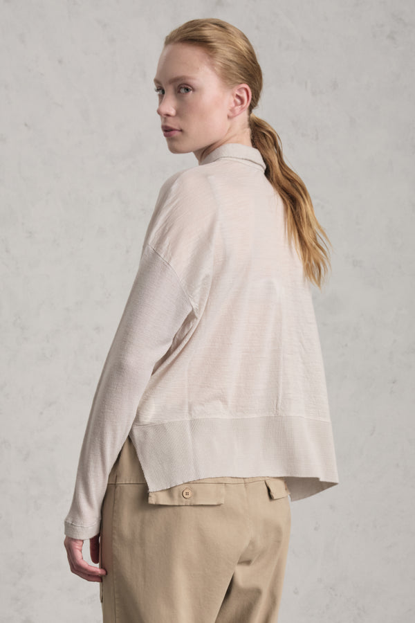 Camicia over in jersey di lana con manica e fondo in costina | 1019.CFDTREK202.01