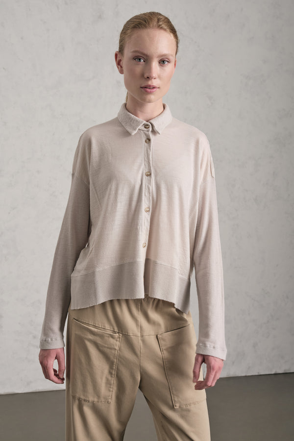 Camicia over in jersey di lana con manica e fondo in costina | 1019.CFDTREK202.01