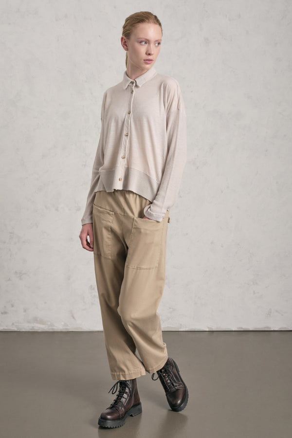 Camicia over in jersey di lana con manica e fondo in costina | 1019.CFDTREK202.01