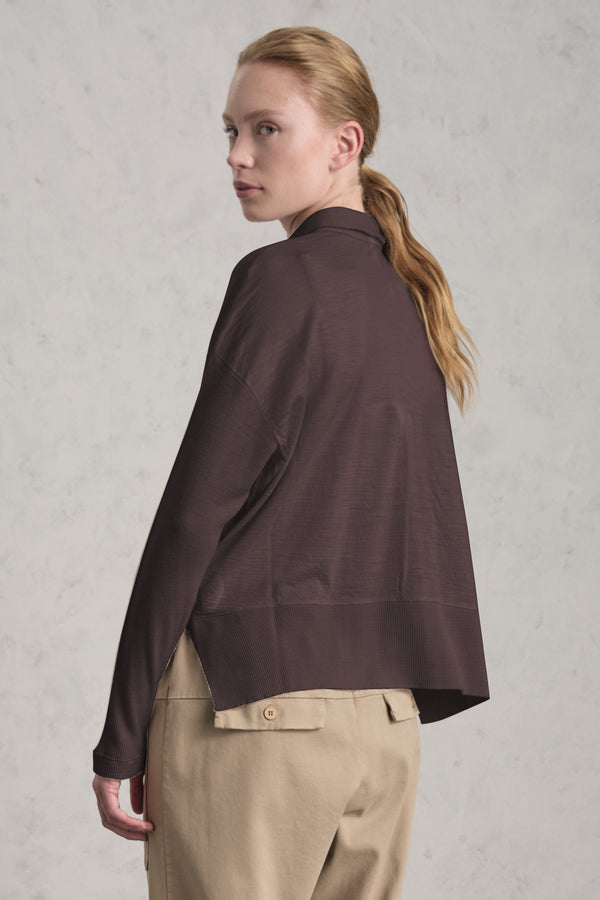 Camicia over in jersey di lana con manica e fondo in costina | 1019.CFDTREK202.06