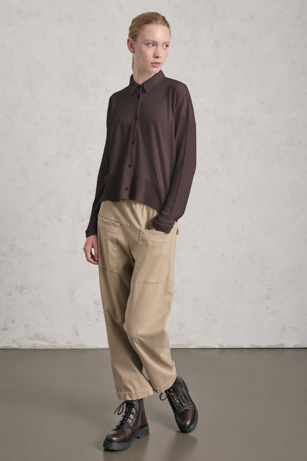 Camicia over in jersey di lana con manica e fondo in costina | 1019.CFDTREK202.06