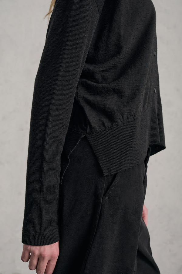 Oversize-Bluse aus Wolljersey mit gerippten Ärmeln und Saum | 1019.CFDTREK202.10