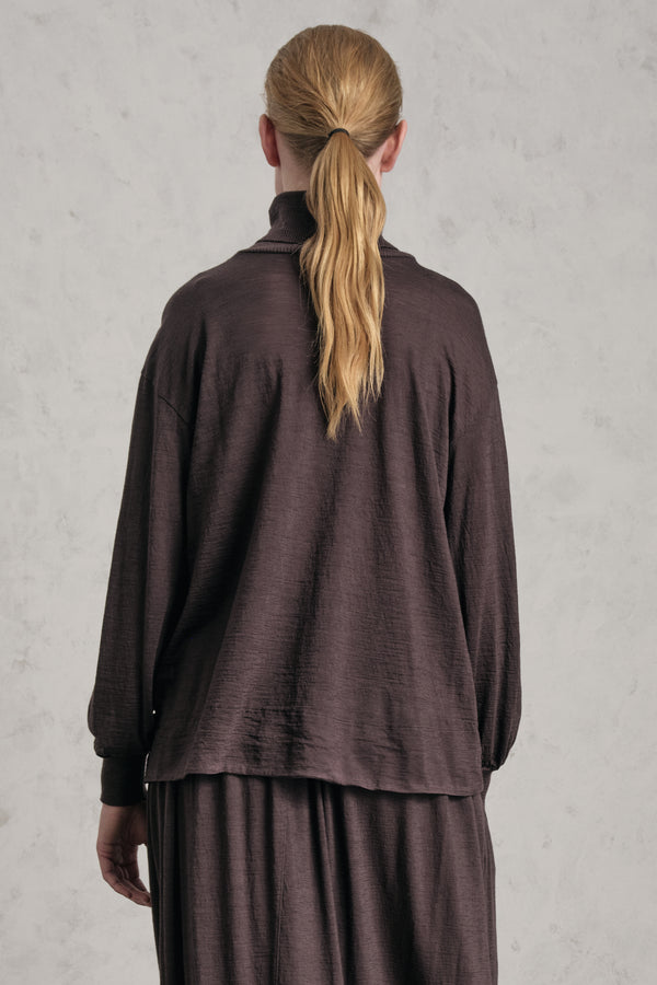 T-shirt collo alto in costina linea ampia in jersey di lana | 1019.CFDTREK203.06