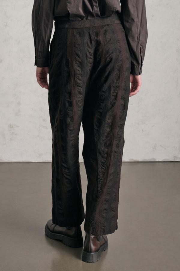 Pantalone con cavallo basso di lana e canapa con fantasia a quadri | 1019.CFDTREL216.06