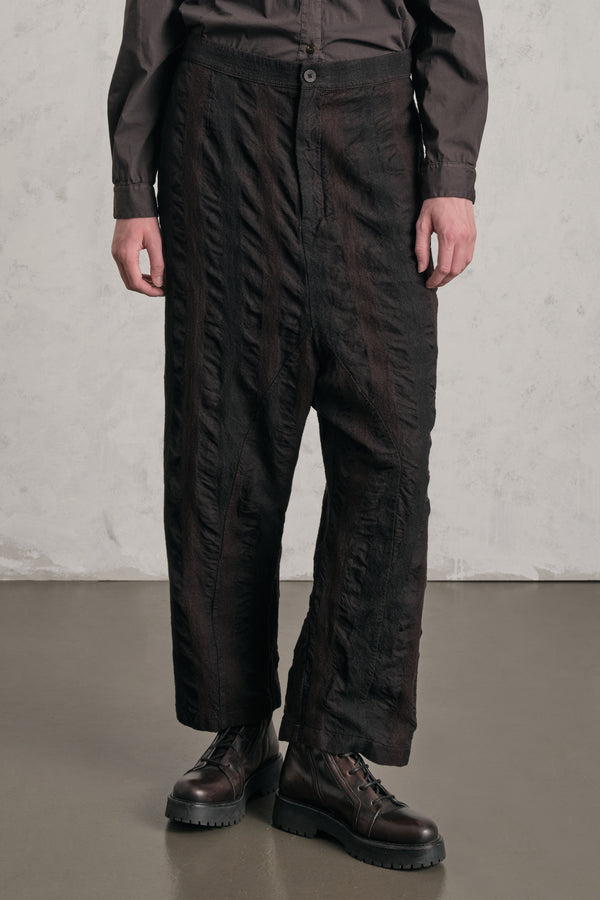 Pantalone con cavallo basso di lana e canapa con fantasia a quadri | 1019.CFDTREL216.06