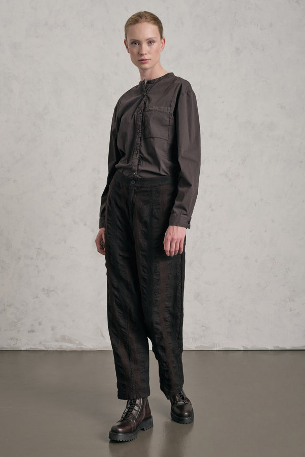 Pantalone con cavallo basso di lana e canapa con fantasia a quadri | 1019.CFDTREL216.06