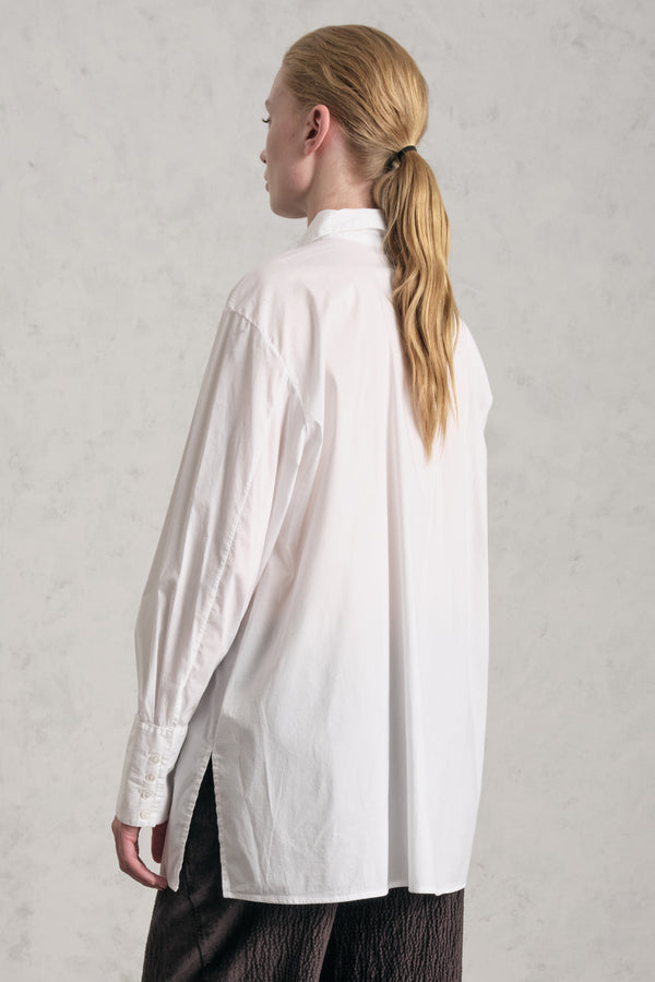 Chemise longue évasée en toile légère de coton stretch | 1019.CFDTREM222.00
