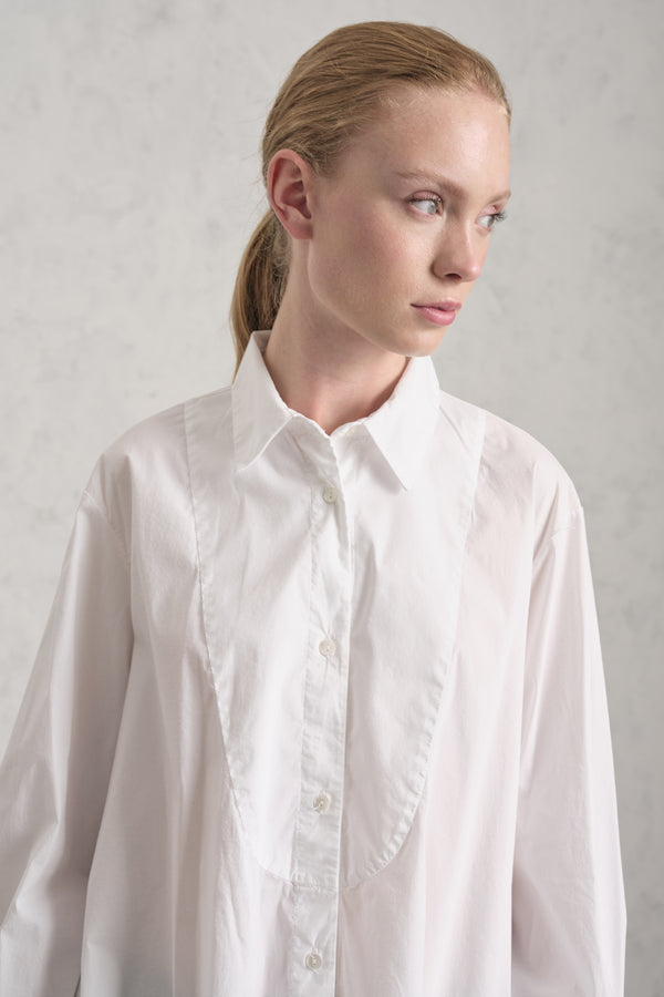 Chemise longue évasée en toile légère de coton stretch | 1019.CFDTREM222.00