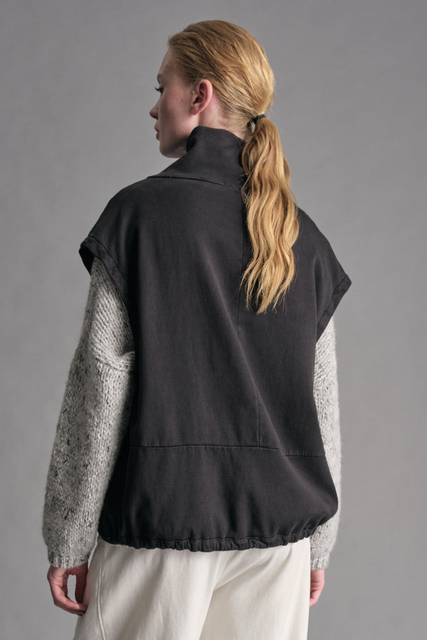 Gilet comfort fit con collo alto e coulisse sul fondo in tencel e cotone stretch | 1019.CFDTREN232.10