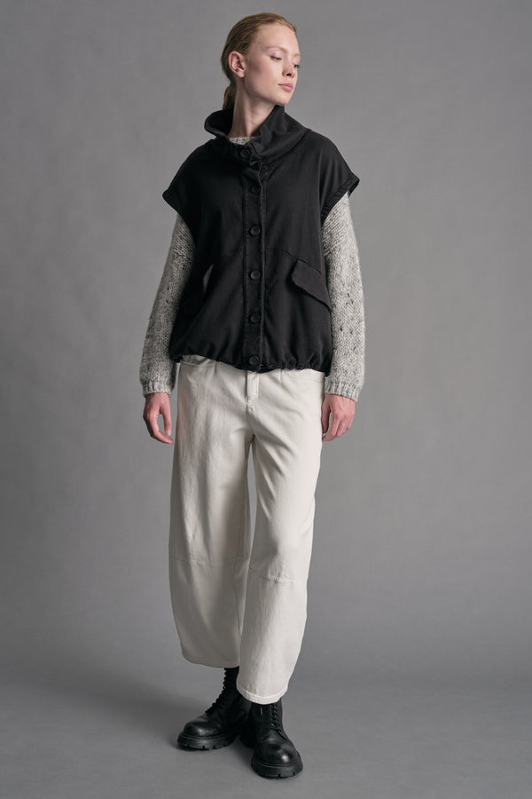 Gilet comfort fit con collo alto e coulisse sul fondo in tencel e cotone stretch | 1019.CFDTREN232.10