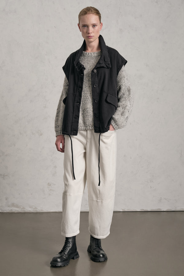 Gilet comfort fit con collo alto e coulisse sul fondo in tencel e cotone stretch | 1019.CFDTREN232.10