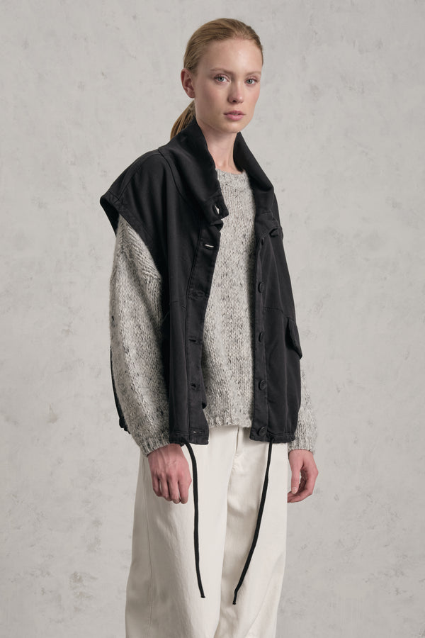 Gilet comfort fit con collo alto e coulisse sul fondo in tencel e cotone stretch | 1019.CFDTREN232.10