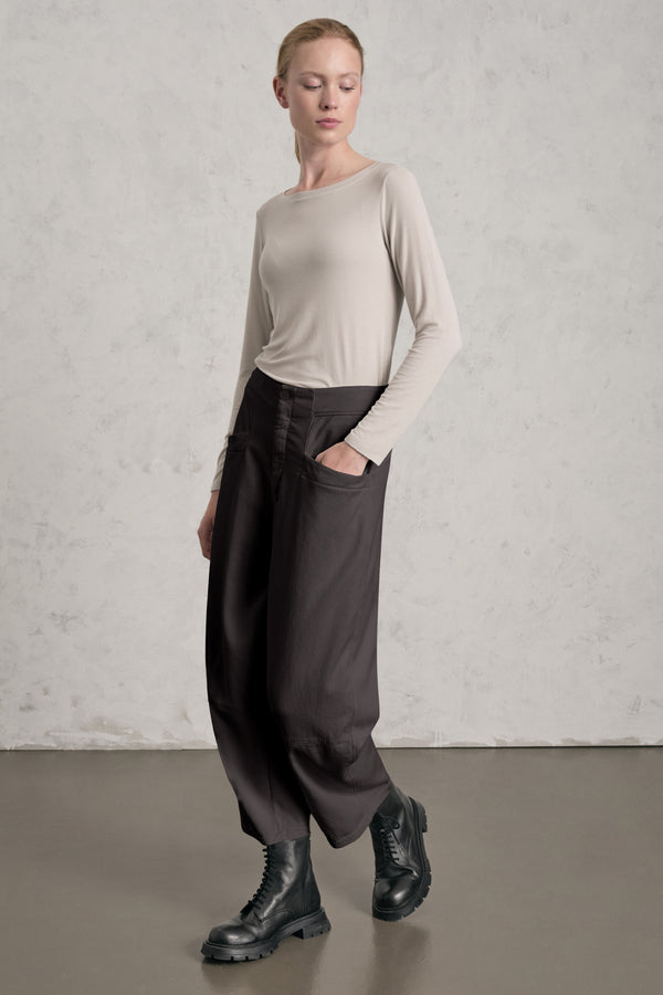 Pantalone con cavallo basso in tencel e cotone stretch | 1019.CFDTREN233.06