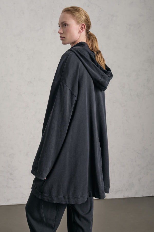 Oversize long hooded jacket/sweatshirt in Tencel and stretch cotton | 1019.CFDTREN234.05