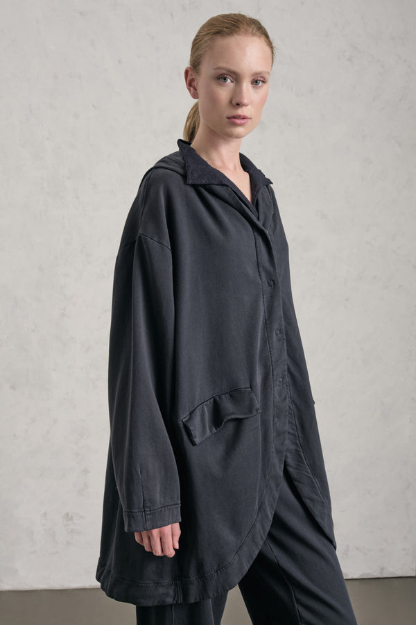 Oversize long hooded jacket/sweatshirt in Tencel and stretch cotton | 1019.CFDTREN234.05