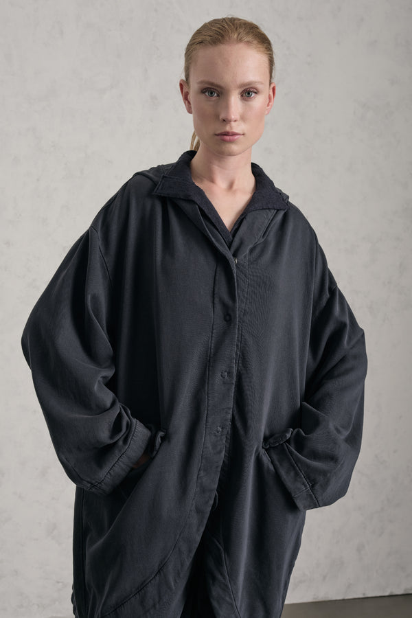Oversize long hooded jacket/sweatshirt in Tencel and stretch cotton | 1019.CFDTREN234.05