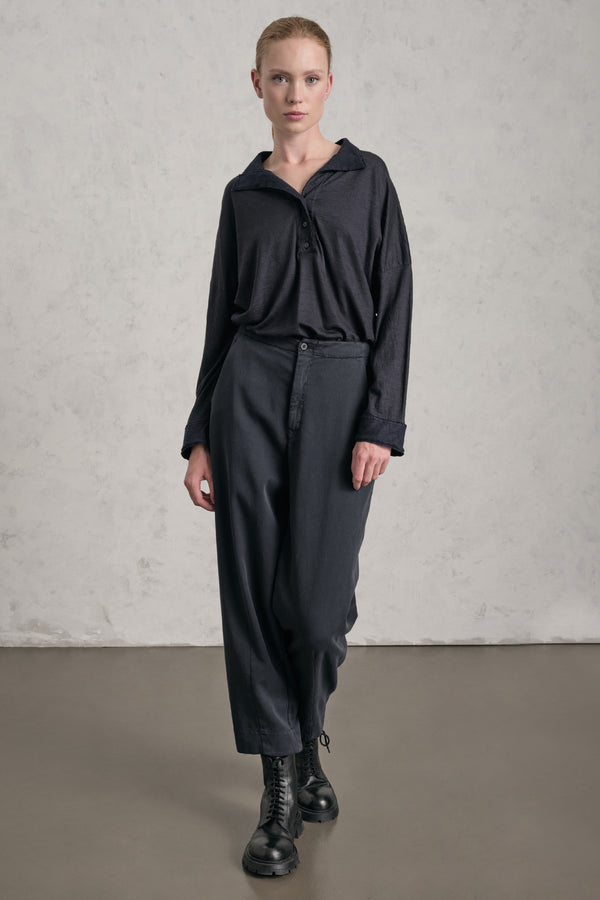Pantalone comfort fit in tencel e cotone stretch con elastico dietro in cintura | 1019.CFDTREN235.05