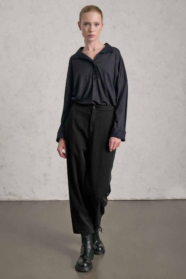 Pantalone comfort fit in tencel e cotone stretch con elastico dietro in cintura | 1019.CFDTREN235.10