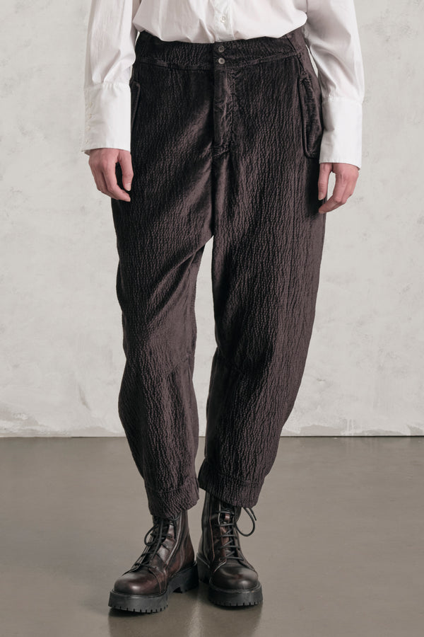 Pantalone con cavallo basso in velluto goffrato | 1019.CFDTREO242.06